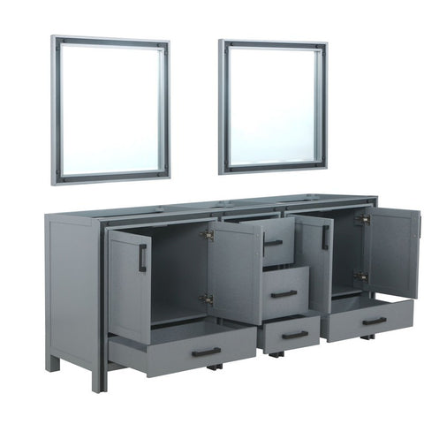 Image of Ziva 80" Dark Grey Double Vanity, no Top and 30" Mirrors | LZV352280SB00M30