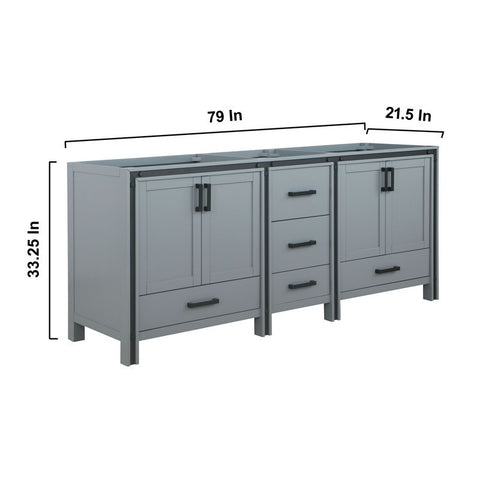 Image of Ziva 80" Dark Grey Double Vanity, no Top and 30" Mirrors | LZV352280SB00M30