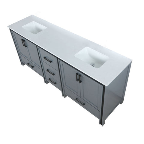 Image of Ziva 80" Dark Grey Double Vanity, Cultured Marble Top, White Square Sink and no Mirror | LZV352280SBJS000