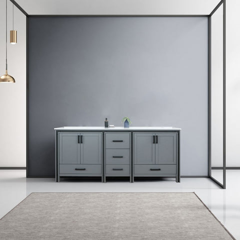 Image of Ziva 80" Dark Grey Double Vanity, Cultured Marble Top, White Square Sink and no Mirror | LZV352280SBJS000
