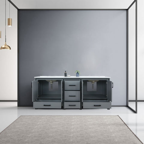 Image of Ziva 80" Dark Grey Double Vanity, Cultured Marble Top, White Square Sink and no Mirror | LZV352280SBJS000