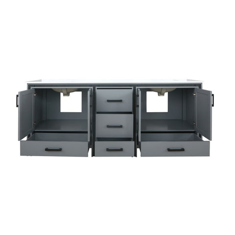 Image of Ziva 80" Dark Grey Double Vanity, Cultured Marble Top, White Square Sink and no Mirror | LZV352280SBJS000