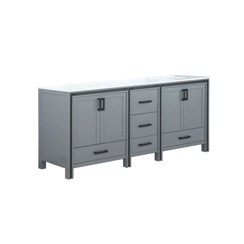 Image of Ziva 80" Dark Grey Double Vanity, Cultured Marble Top, White Square Sink and no Mirror | LZV352280SBJS000