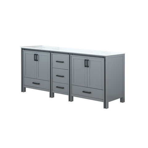 Image of Ziva 80" Dark Grey Double Vanity, Cultured Marble Top, White Square Sink and no Mirror | LZV352280SBJS000