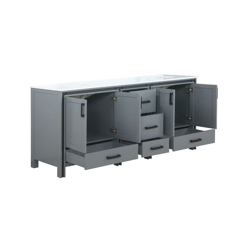 Image of Ziva 80" Dark Grey Double Vanity, Cultured Marble Top, White Square Sink and no Mirror | LZV352280SBJS000