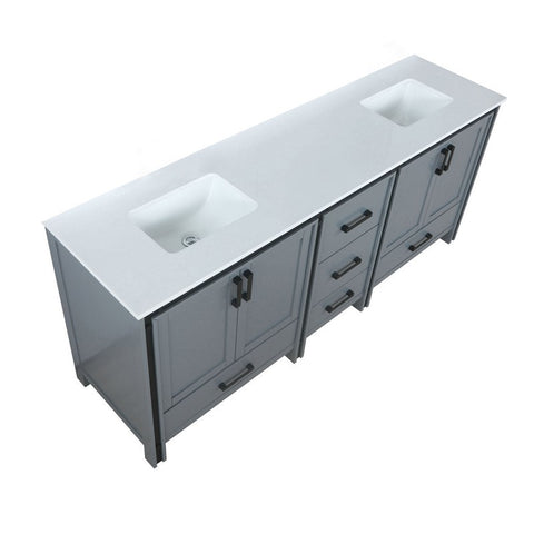 Image of Ziva 80" Dark Grey Double Vanity, Cultured Marble Top, White Square Sink and no Mirror | LZV352280SBJS000