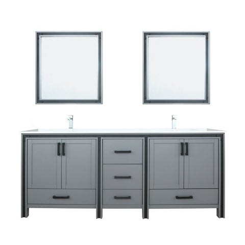 Image of Ziva 80" Dark Grey Double Vanity Set, Cultured Marble Top | LZV352280SBJSM30F