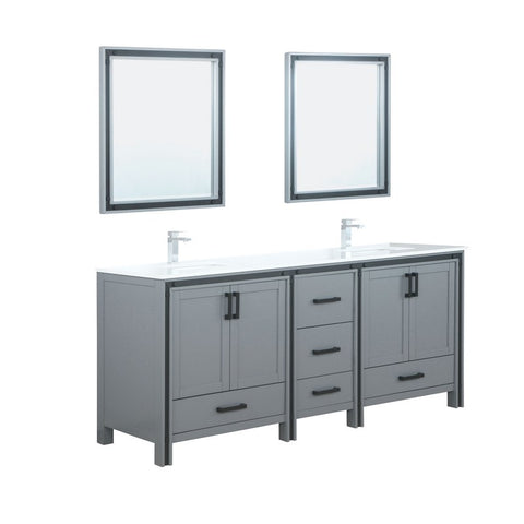 Image of Ziva 80" Dark Grey Double Vanity Set, Cultured Marble Top | LZV352280SBJSM30F