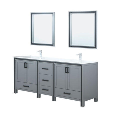 Image of Ziva 80" Dark Grey Double Vanity Set, Cultured Marble Top | LZV352280SBJSM30F
