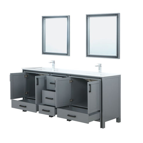 Image of Ziva 80" Dark Grey Double Vanity Set, Cultured Marble Top | LZV352280SBJSM30F