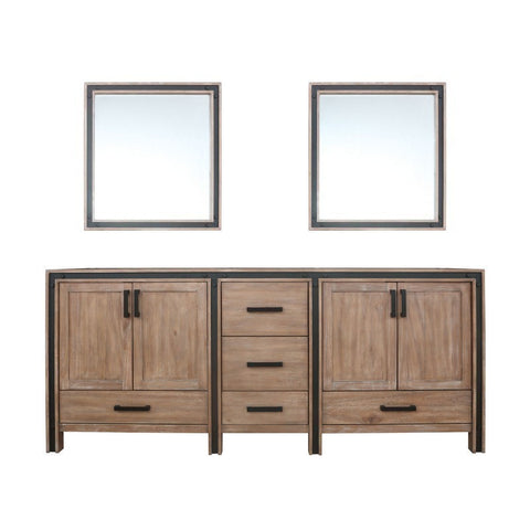 Image of Ziva 80" Rustic Barnwood Double Vanity, no Top and 30" Mirrors | LZV352280SN00M30
