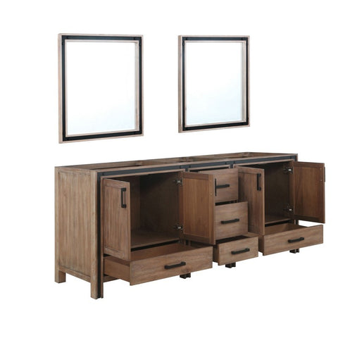 Image of Ziva 80" Rustic Barnwood Double Vanity, no Top and 30" Mirrors | LZV352280SN00M30