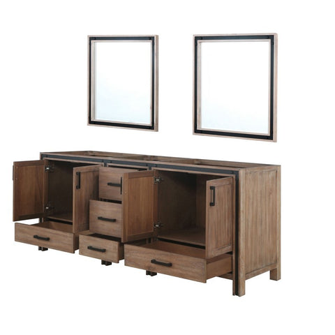 Image of Ziva 80" Rustic Barnwood Double Vanity, no Top and 30" Mirrors | LZV352280SN00M30