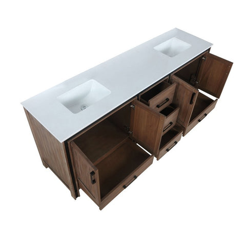 Image of Ziva 80" Rustic Barnwood Double Vanity, Cultured Marble Top, White Square Sink and no Mirror | LZV352280SNJS000