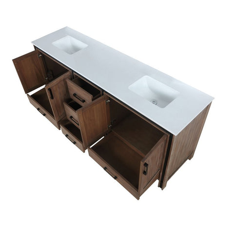 Image of Ziva 80" Rustic Barnwood Double Vanity, Cultured Marble Top, White Square Sink and no Mirror | LZV352280SNJS000