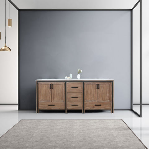 Image of Ziva 80" Rustic Barnwood Double Vanity, Cultured Marble Top, White Square Sink and no Mirror | LZV352280SNJS000