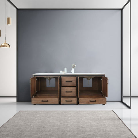 Image of Ziva 80" Rustic Barnwood Double Vanity, Cultured Marble Top, White Square Sink and no Mirror | LZV352280SNJS000