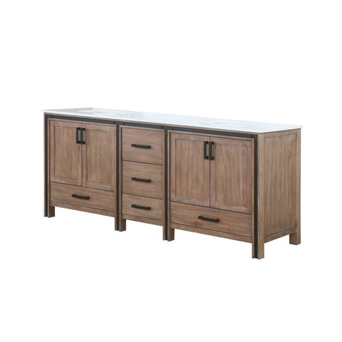 Image of Ziva 80" Rustic Barnwood Double Vanity, Cultured Marble Top, White Square Sink and no Mirror | LZV352280SNJS000