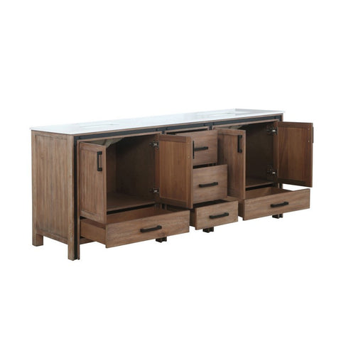 Image of Ziva 80" Rustic Barnwood Double Vanity, Cultured Marble Top, White Square Sink and no Mirror | LZV352280SNJS000