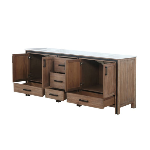 Image of Ziva 80" Rustic Barnwood Double Vanity, Cultured Marble Top, White Square Sink and no Mirror | LZV352280SNJS000