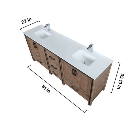 Image of Ziva 80" Rustic Barnwood Double Vanity Set, Cultured Marble Top | LZV352280SNJSM30F
