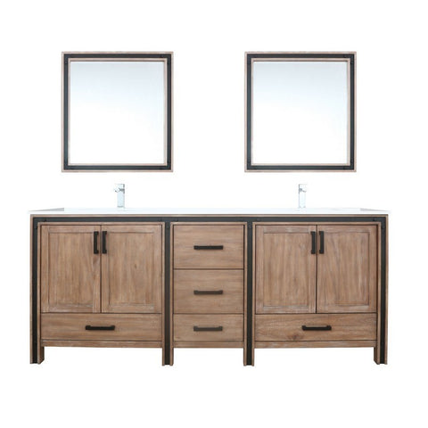 Image of Ziva 80" Rustic Barnwood Double Vanity Set, Cultured Marble Top | LZV352280SNJSM30F