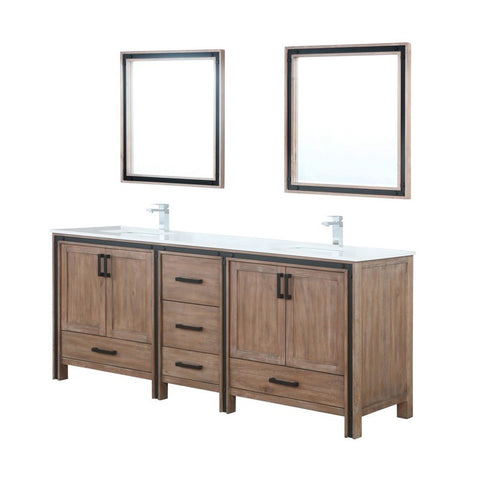 Image of Ziva 80" Rustic Barnwood Double Vanity Set, Cultured Marble Top | LZV352280SNJSM30F