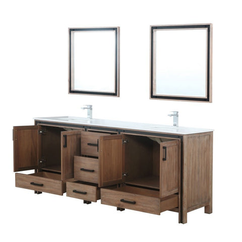 Image of Ziva 80" Rustic Barnwood Double Vanity Set, Cultured Marble Top | LZV352280SNJSM30F