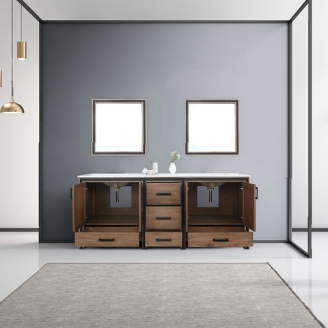 Image of Ziva 80" Rustic Barnwood Double Vanity, Cultured Marble Top, White Square Sink and 30" Mirrors | LZV352280SNJSM30