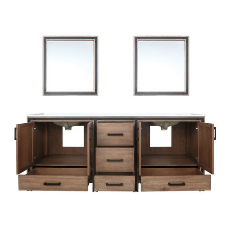 Image of Ziva 80" Rustic Barnwood Double Vanity, Cultured Marble Top, White Square Sink and 30" Mirrors | LZV352280SNJSM30