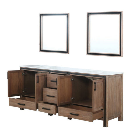 Image of Ziva 80" Rustic Barnwood Double Vanity, Cultured Marble Top, White Square Sink and 30" Mirrors | LZV352280SNJSM30