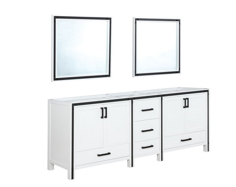 Image of Ziva 84" White Double Vanity, no Top and 34" Mirrors | LZV352284SA00M34