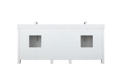 Image of Ziva 84" White Double Vanity, Cultured Marble Top, White Square Sink and no Mirror | LZV352284SAJS000