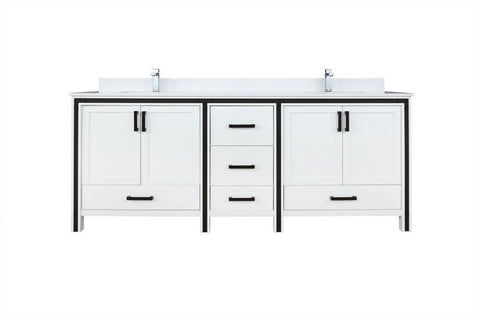 Image of Ziva 84" White Double Vanity, Cultured Marble Top, White Square Sink and no Mirror | LZV352284SAJS000