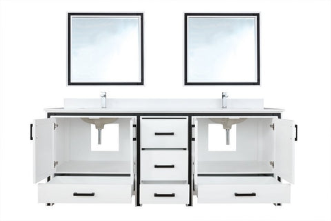 Image of Ziva 84" White Double Vanity Set, Cultured Marble Top | LZV352284SAJSM34F