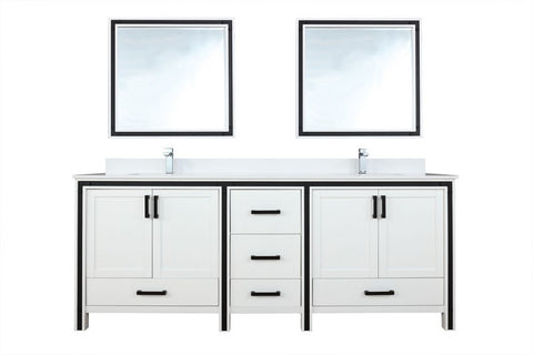 Image of Ziva 84" White Double Vanity Set, Cultured Marble Top | LZV352284SAJSM34F