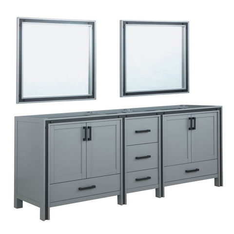 Image of Ziva 84" Dark Grey Double Vanity, no Top and 34" Mirrors | LZV352284SB00M34