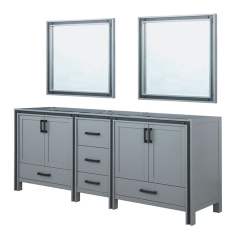 Image of Ziva 84" Dark Grey Double Vanity, no Top and 34" Mirrors | LZV352284SB00M34