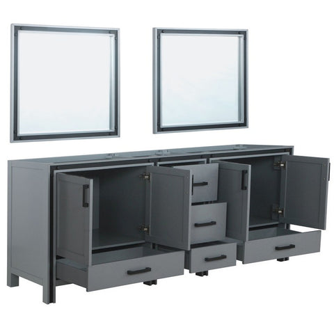 Image of Ziva 84" Dark Grey Double Vanity, no Top and 34" Mirrors | LZV352284SB00M34