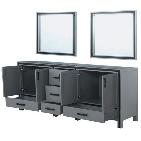 Image of Ziva 84" Dark Grey Double Vanity, no Top and 34" Mirrors | LZV352284SB00M34