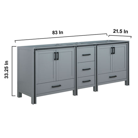 Image of Ziva 84" Dark Grey Double Vanity, no Top and 34" Mirrors | LZV352284SB00M34