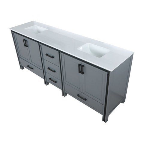 Image of Ziva 84" Dark Grey Double Vanity, Cultured Marble Top, White Square Sink and no Mirror | LZV352284SBJS000
