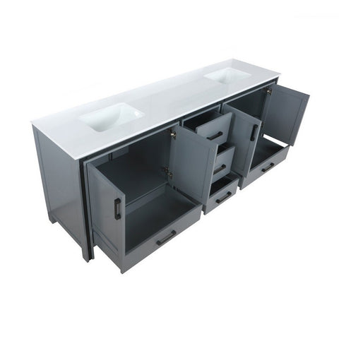 Image of Ziva 84" Dark Grey Double Vanity, Cultured Marble Top, White Square Sink and no Mirror | LZV352284SBJS000