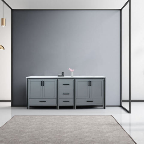 Image of Ziva 84" Dark Grey Double Vanity, Cultured Marble Top, White Square Sink and no Mirror | LZV352284SBJS000