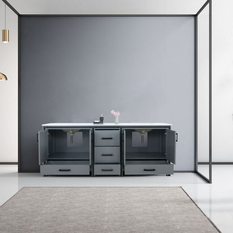 Image of Ziva 84" Dark Grey Double Vanity, Cultured Marble Top, White Square Sink and no Mirror | LZV352284SBJS000