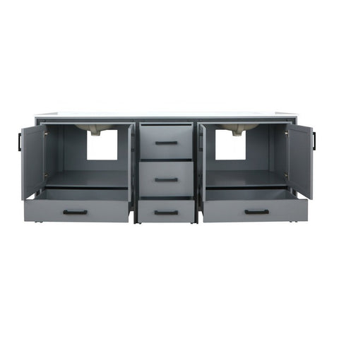 Image of Ziva 84" Dark Grey Double Vanity, Cultured Marble Top, White Square Sink and no Mirror | LZV352284SBJS000