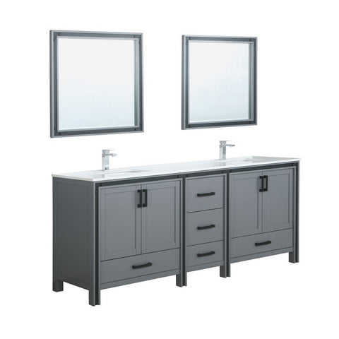 Image of Ziva 84" Dark Grey Double Vanity Set, Cultured Marble Top | LZV352284SBJSM34F