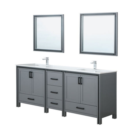 Image of Ziva 84" Dark Grey Double Vanity Set, Cultured Marble Top | LZV352284SBJSM34F