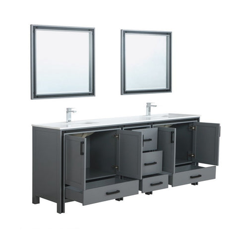 Image of Ziva 84" Dark Grey Double Vanity Set, Cultured Marble Top | LZV352284SBJSM34F