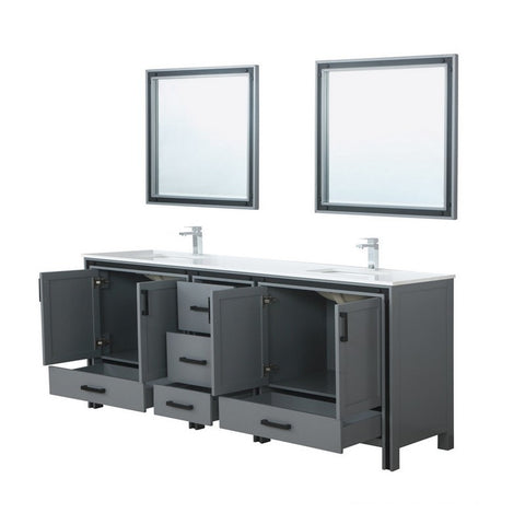Image of Ziva 84" Dark Grey Double Vanity Set, Cultured Marble Top | LZV352284SBJSM34F